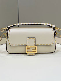 Fendi original calfskin medium baguette bag 8BR600 white