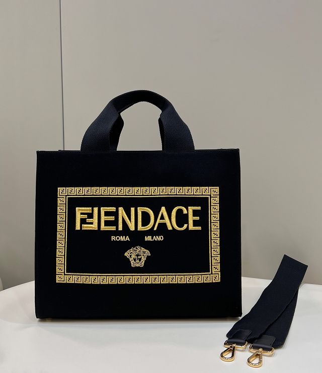 Fendi original canvas large shopping bag 8BH395 black