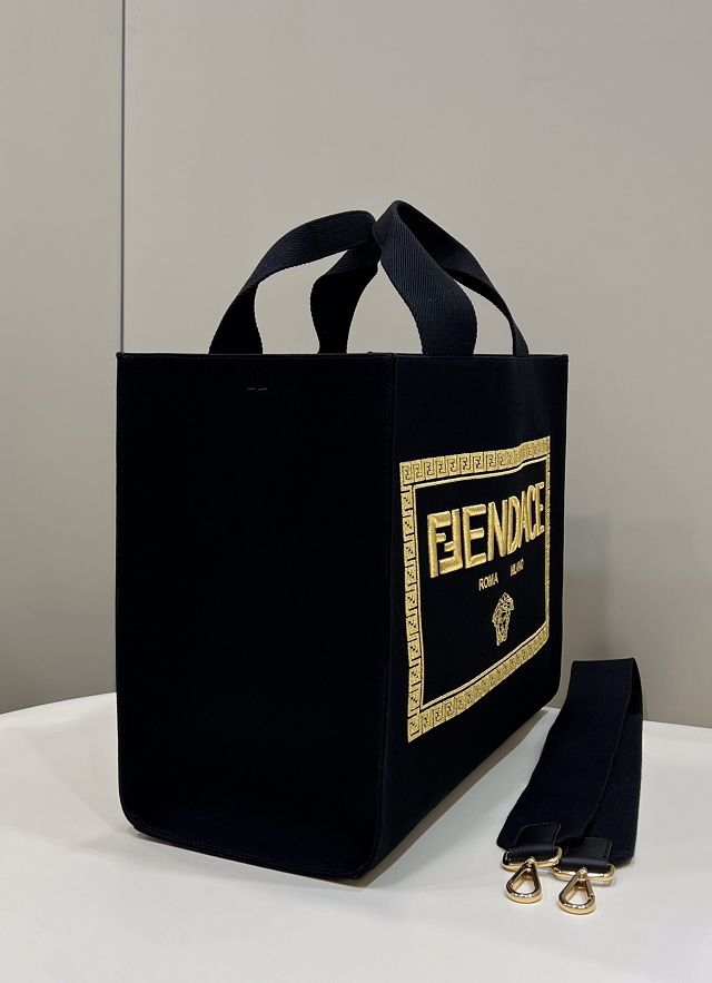 Fendi original canvas large shopping bag 8BH395 black