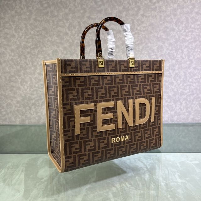 Fendi original canvas medium sunshine shopper bag 8BH386 coffee