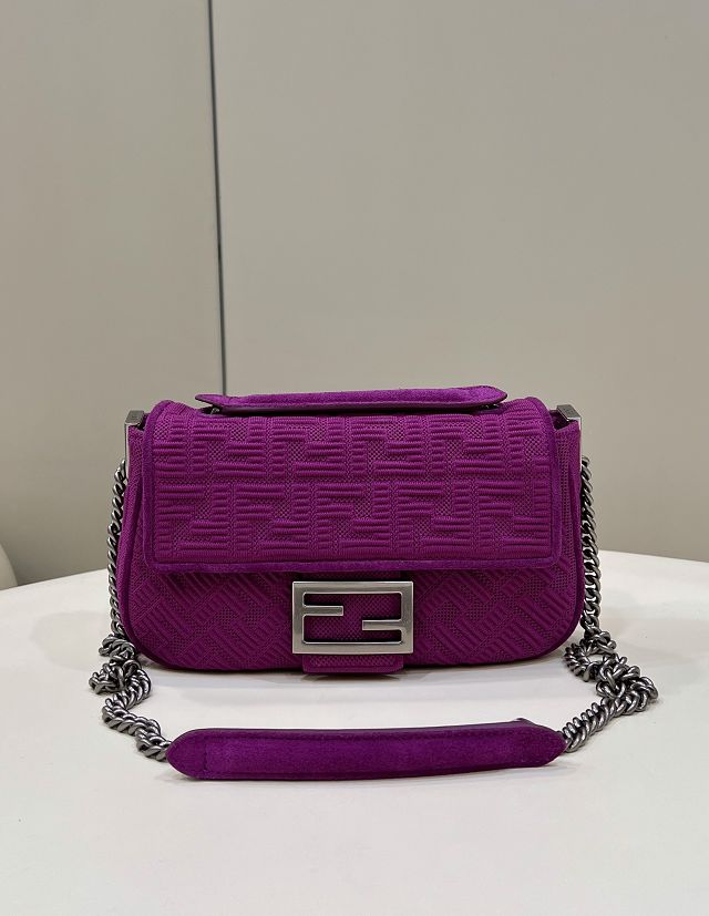 Fendi original fabric chain baguette bag 8BR793 purple