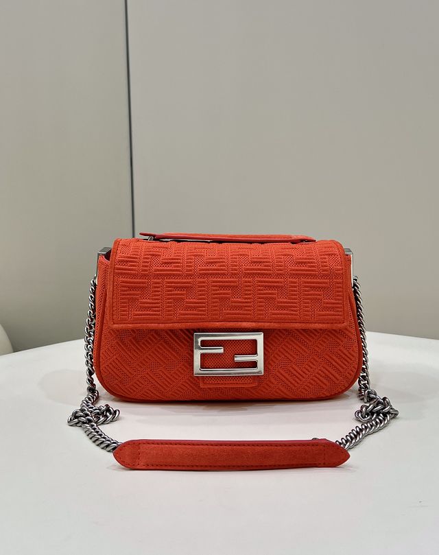 Fendi original fabric chain baguette bag 8BR793 red