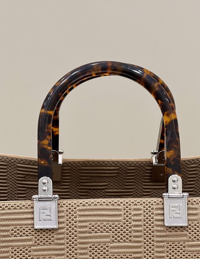 Fendi original fabric medium sunshine shopper bag 8BH386 apricot
