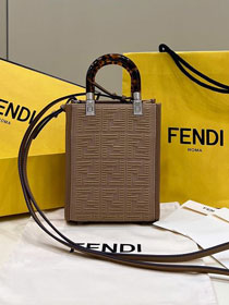 Fendi original fabric mini sunshine shopper bag 8BS051 apricot