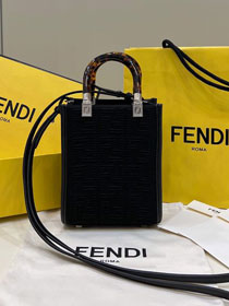 Fendi original fabric mini sunshine shopper bag 8BS051 black