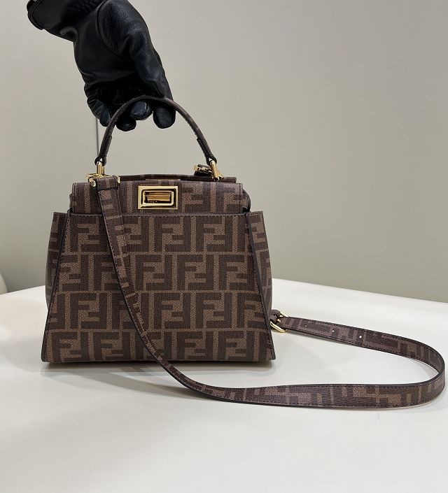 Fendi original fabric small peekaboo bag 8BN244 coffee