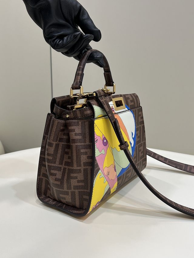 Fendi original fabric small peekaboo bag 8BN244 coffee