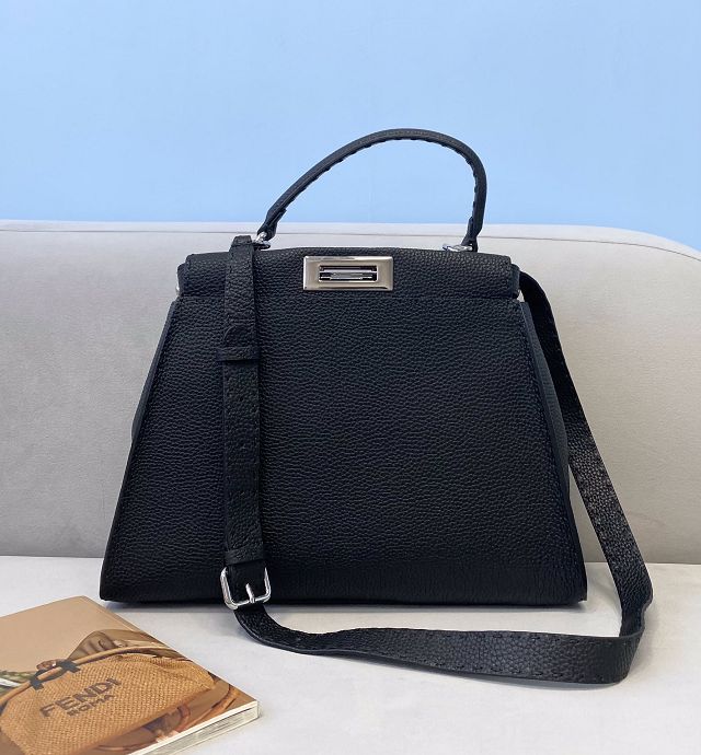 Fendi original grained calfskin medium peekaboo bag 8BN240-4 black