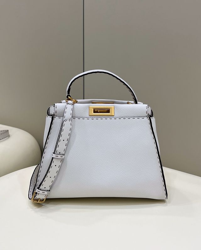 Fendi original grained calfskin medium peekaboo bag 8BN240-4 white