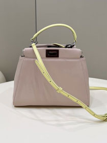 Fendi original lambskin small peekaboo bag 8BN244 pink&yellow