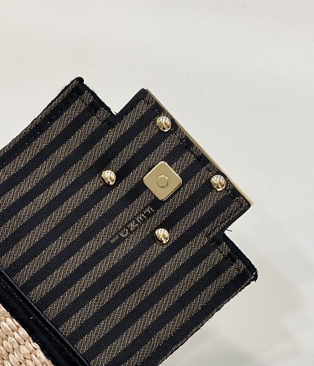 Fendi original raffia nano baguette charm 7AR996 black