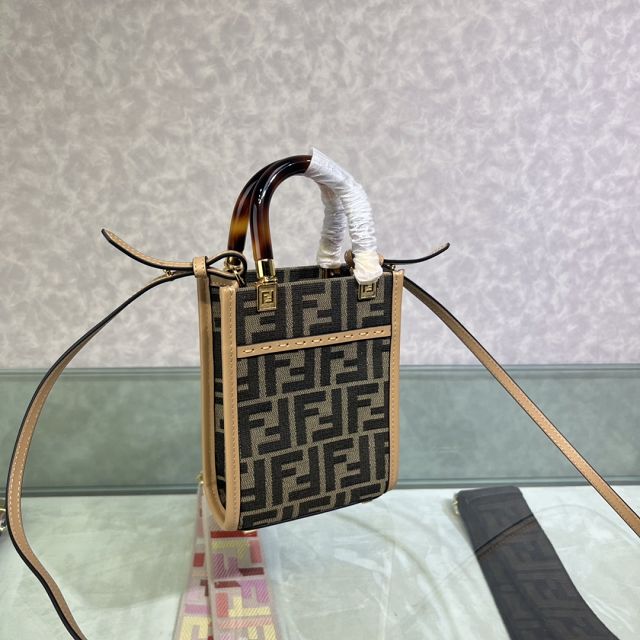 Fendi fabric mini sunshine shopper bag 8BS051 coffee