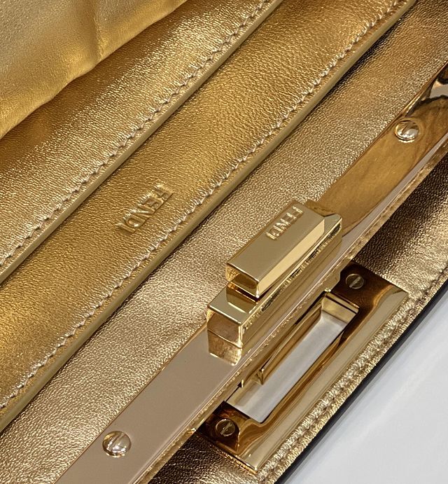 Fendi original calfskin medium peekaboo ISeeU bag 8BN321 gold
