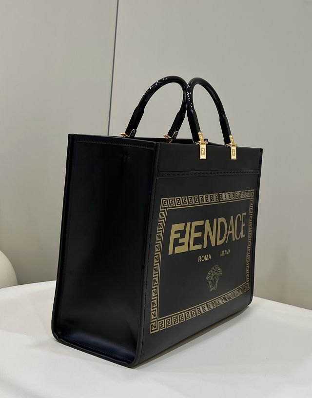 Fendi original calfskin medium sunshine shopper bag 8BH386 black