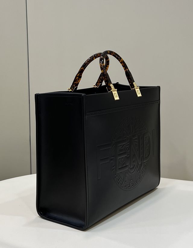 Fendi original calfskin medium sunshine shopper bag 8BH386 black