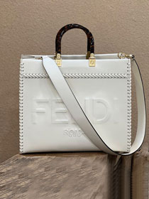 Fendi original calfskin medium sunshine shopper bag 8BH386 white