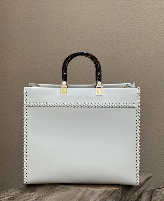 Fendi original calfskin medium sunshine shopper bag 8BH386 white