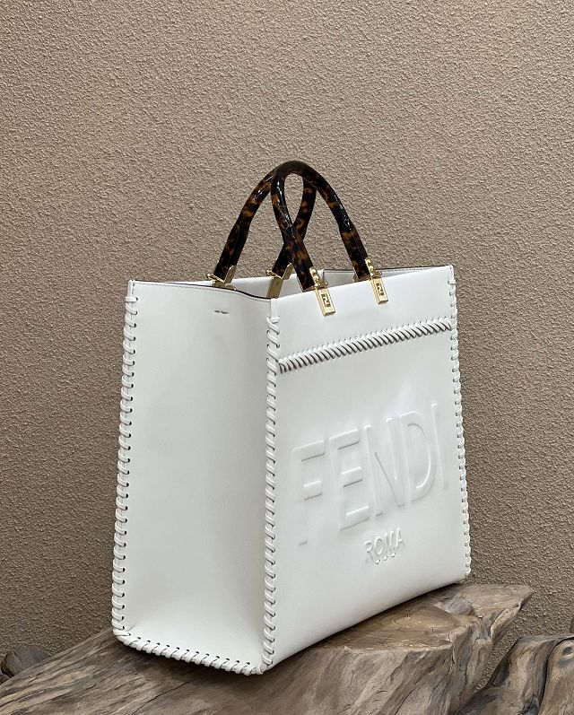 Fendi original calfskin medium sunshine shopper bag 8BH386 white