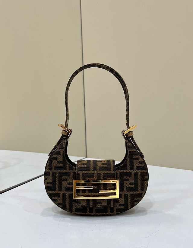 Fendi original fabric cookie mini hobo bag 8BS065 coffee