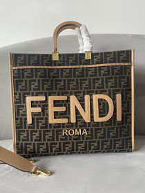 Fendi original fabric large sunshine shopper bag 8BH372 coffee