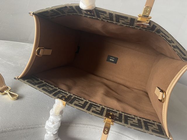 Fendi original fabric medium sunshine shopper bag 8BH386 coffee
