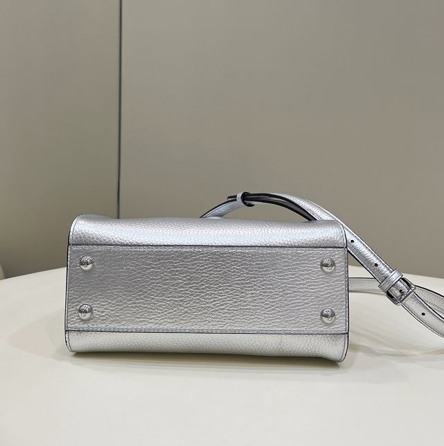 Fendi original grained calfskin small peekaboo bag 8BN244 silver