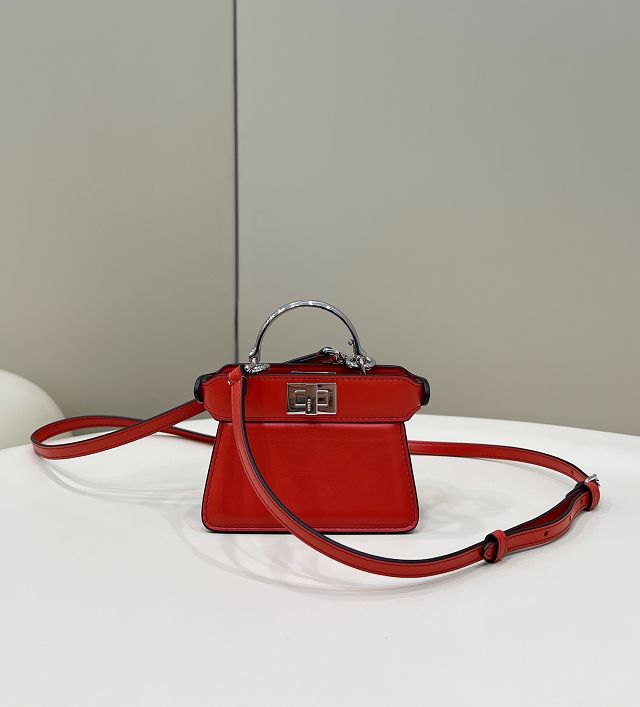 Fendi original lambskin nano peekaboo bag 7AS106 red