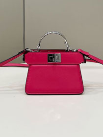 Fendi original lambskin nano peekaboo bag 7AS106 rose red