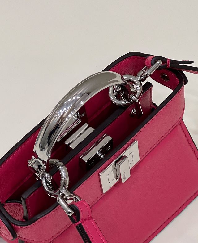 Fendi original lambskin nano peekaboo bag 7AS106 rose red