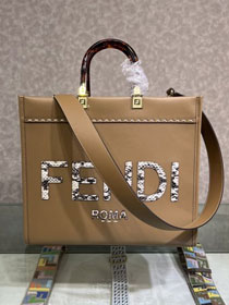 Fendi original calfskin medium sunshine shopper bag 8BH386-2 camel