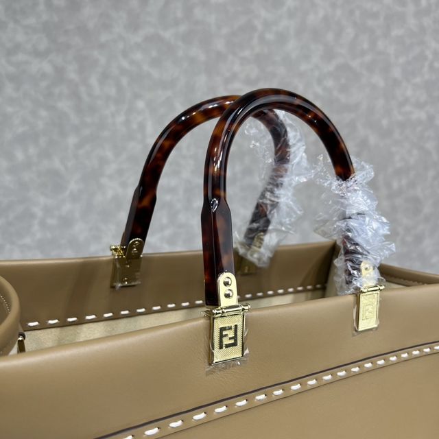 Fendi original calfskin medium sunshine shopper bag 8BH386-2 camel