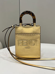 Fendi original calfskin mini sunshine shopper bag 8BS051 gold