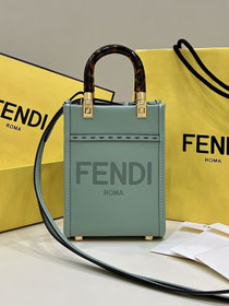 Fendi original calfskin mini sunshine shopper bag 8BS051 mint green