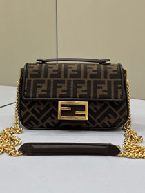 Fendi original fabric chain baguette bag 8BR793 brown