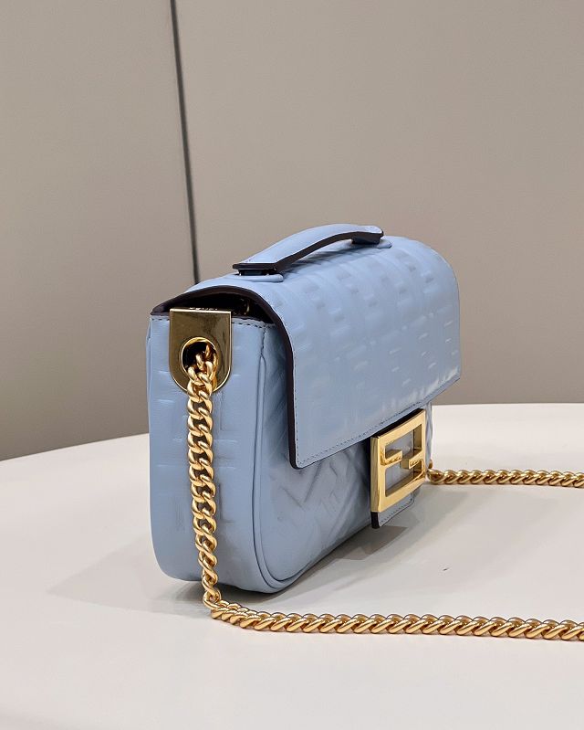 Fendi original lambskin chain baguette bag 8BR793 blue