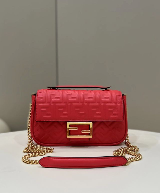 Fendi original lambskin chain baguette bag 8BR793 red