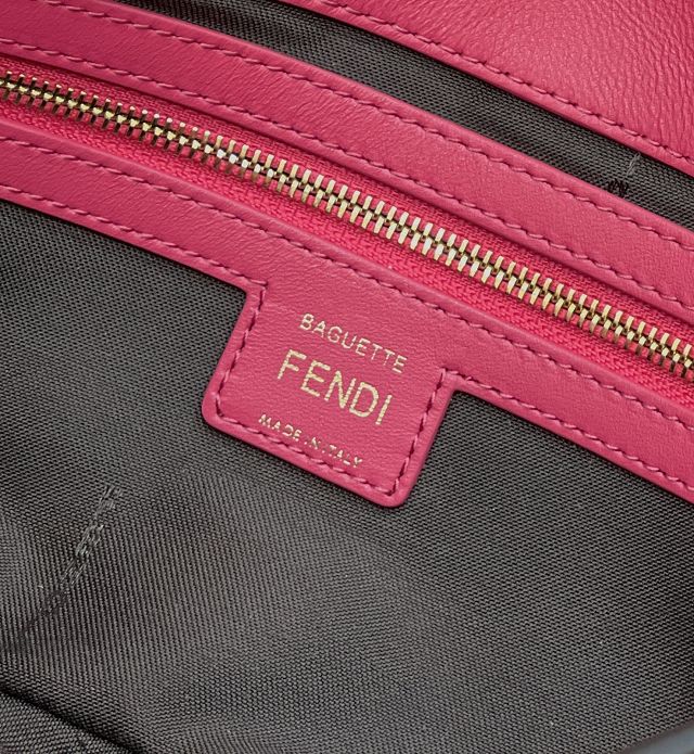 Fendi original lambskin medium baguette bag 8BR600 rose red