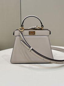 Fendi original lambskin mini peekaboo ISeeU bag 8BN335 light grey