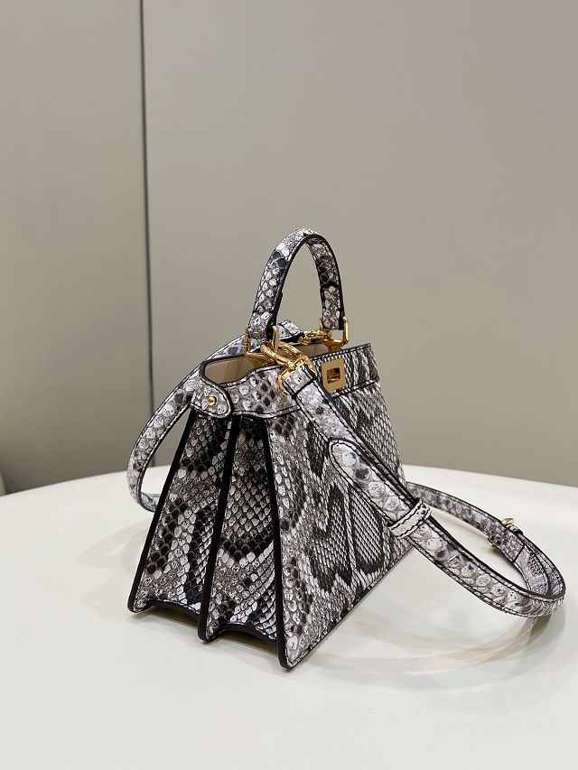 Fendi original python leather mini peekaboo ISeeU bag 8BN335 grey