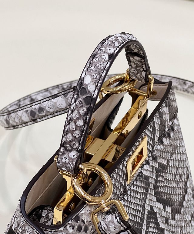 Fendi original python leather mini peekaboo ISeeU bag 8BN335 grey