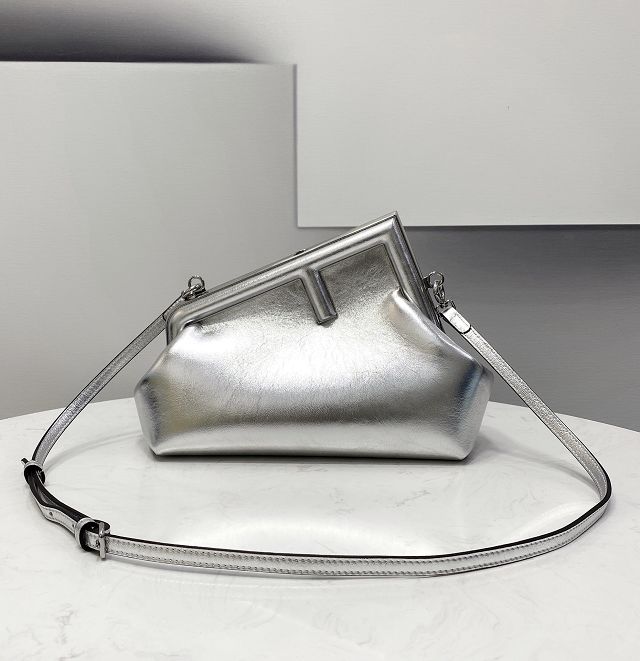 Fendi original lambskin small first bag 8BP129 silver