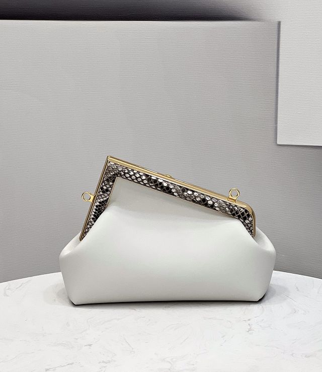 Fendi original lambskin&python leather small first bag 8BP129 white