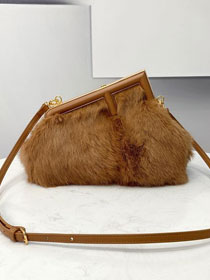 Fendi original mink fur small first bag 8BP129 brown