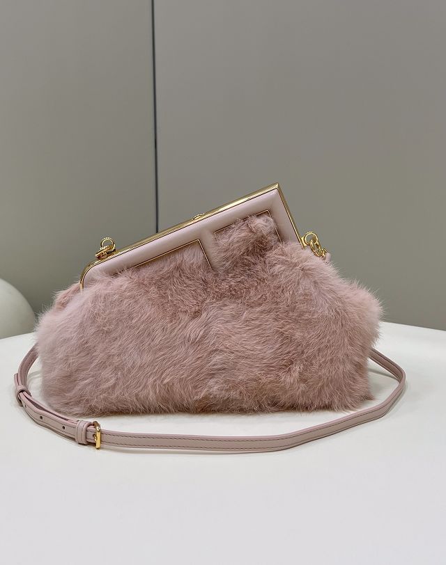 Fendi original mink fur small first bag 8BP129 pink