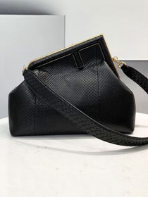 Fendi original python leather medium first bag 8BP127 black