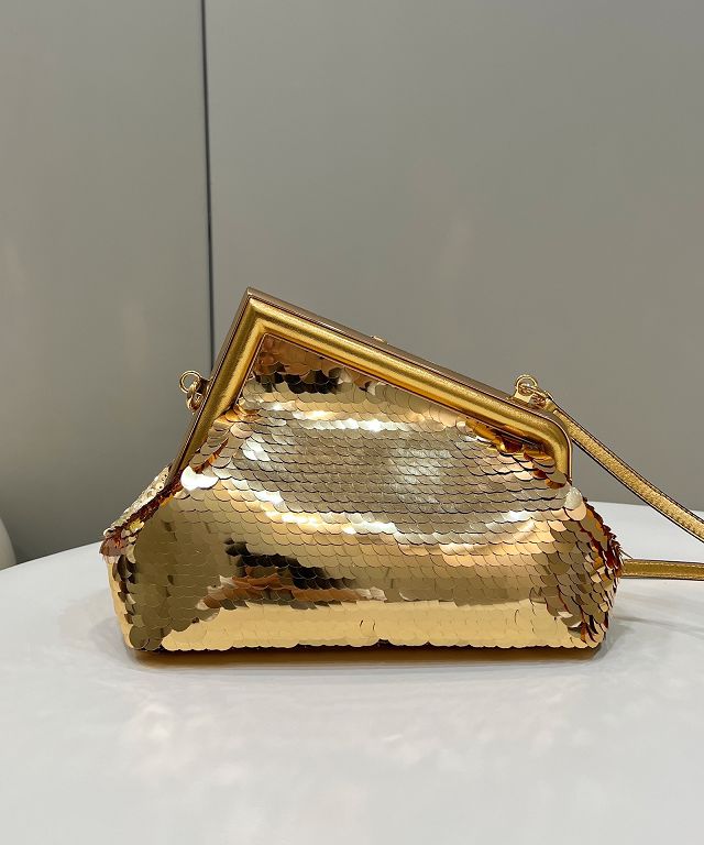 Fendi original sequinned small first bag 8BP129 gold