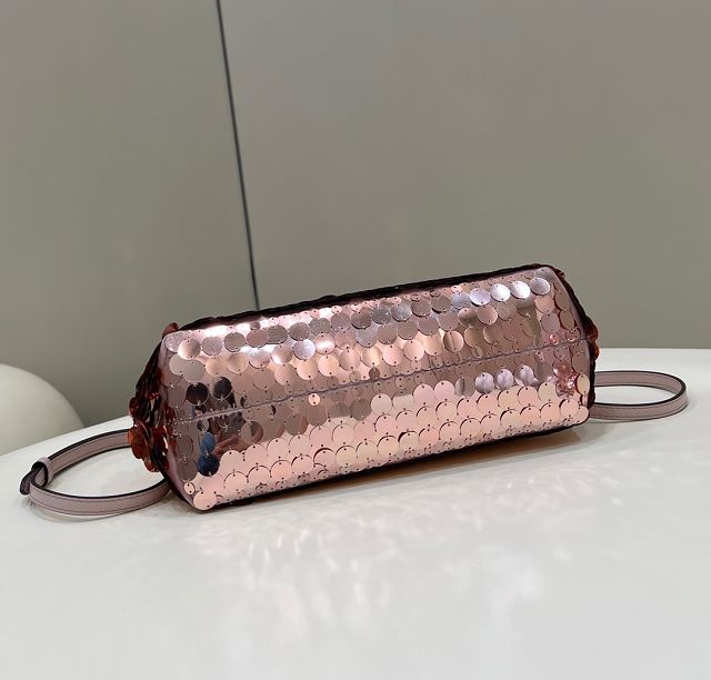 Fendi original sequinned small first bag 8BP129 rose gold