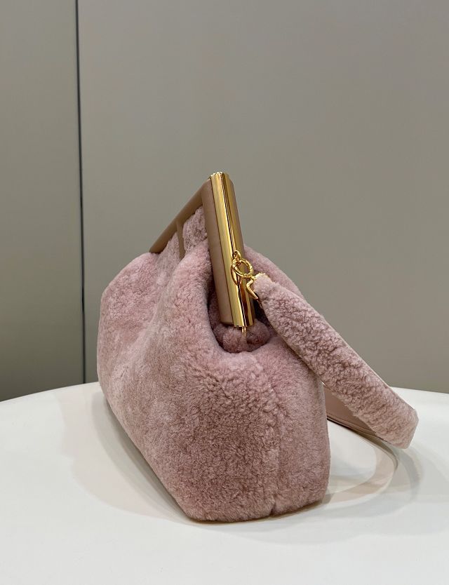 Fendi original sheepskin medium first bag 8BP127 pink