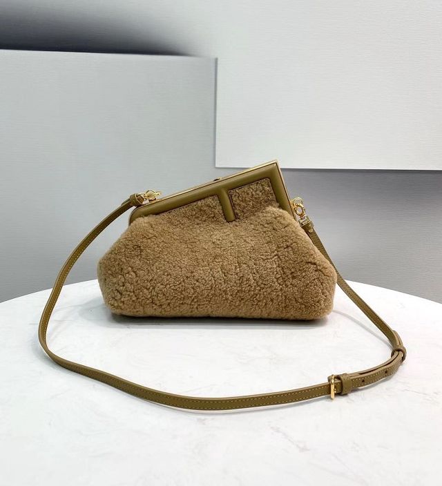 Fendi original sheepskin small first bag 8BP129 apricot