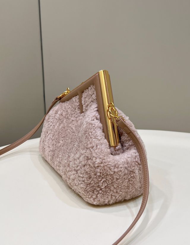 Fendi original sheepskin small first bag 8BP129 pink